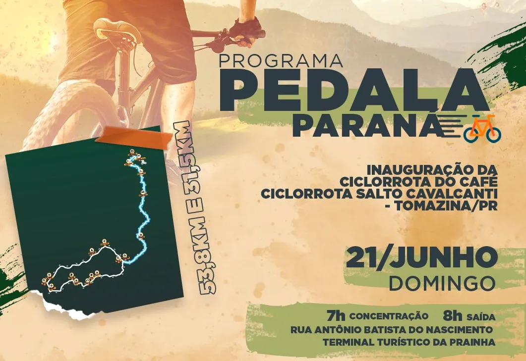 Tomazina recebe etapa do Programa Pedala Paraná com inauguração da Ciclorrota do Café em nova data