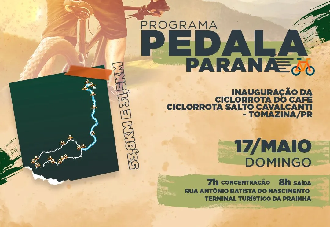 Tomazina recebe etapa do Programa Pedala Paraná com inauguração da Ciclorrota do Café